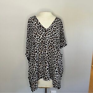 Leopard Print Poncho Swim CoverUp